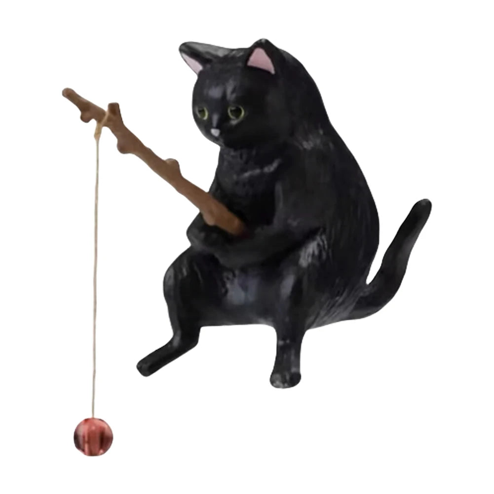 Cute Fishing Cat Figure Fish Landscaping Cartoon