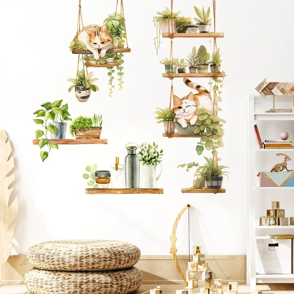 1pcs Painted Cat Green Plant Pot Home