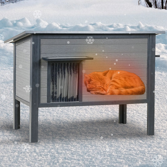 HDPE Indoor Outdoor Cat House, Weatherproof, Feral Cat Shelter for Multiple Cats,