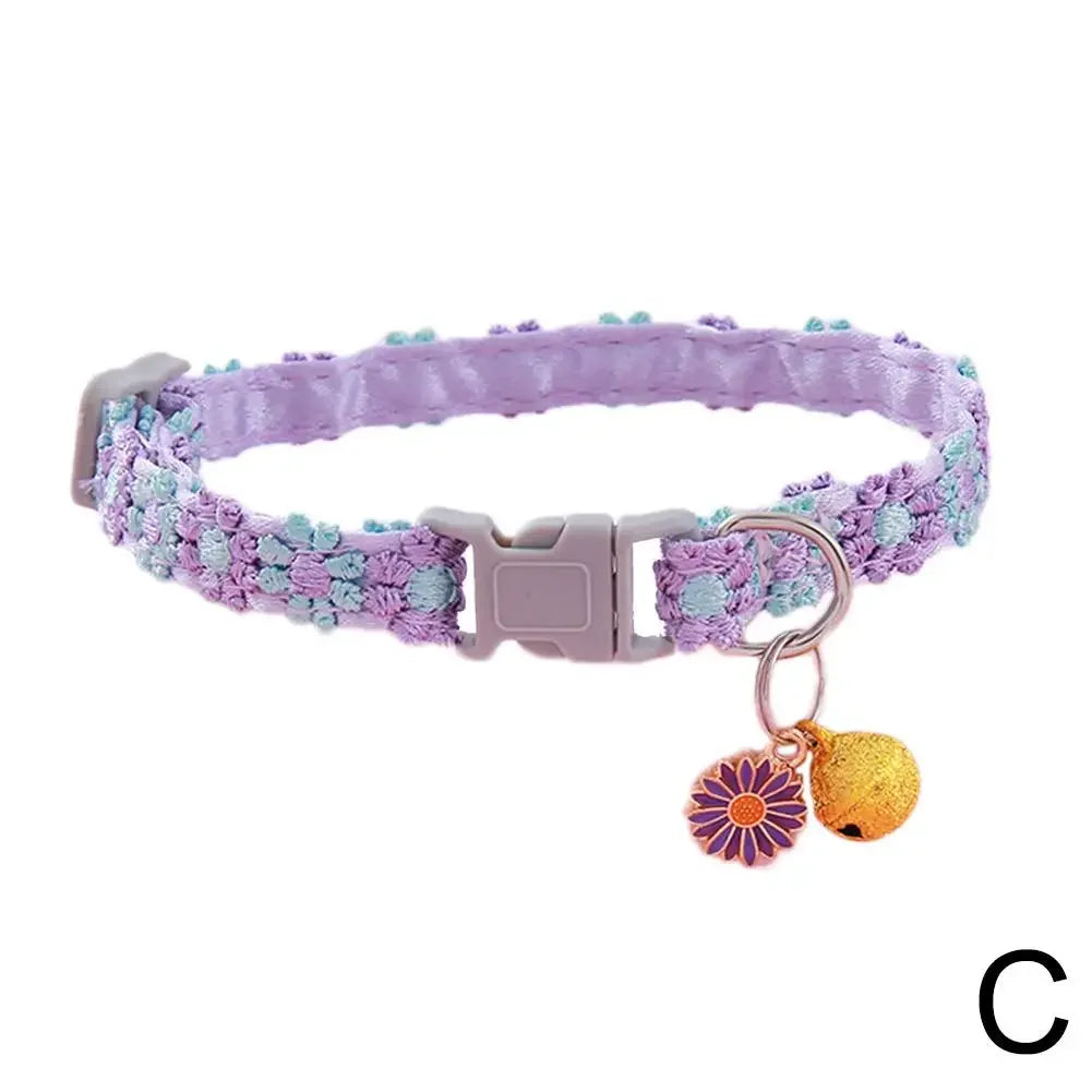 Pet Collar Adjustable Colorful Lace Flower Cat Collar