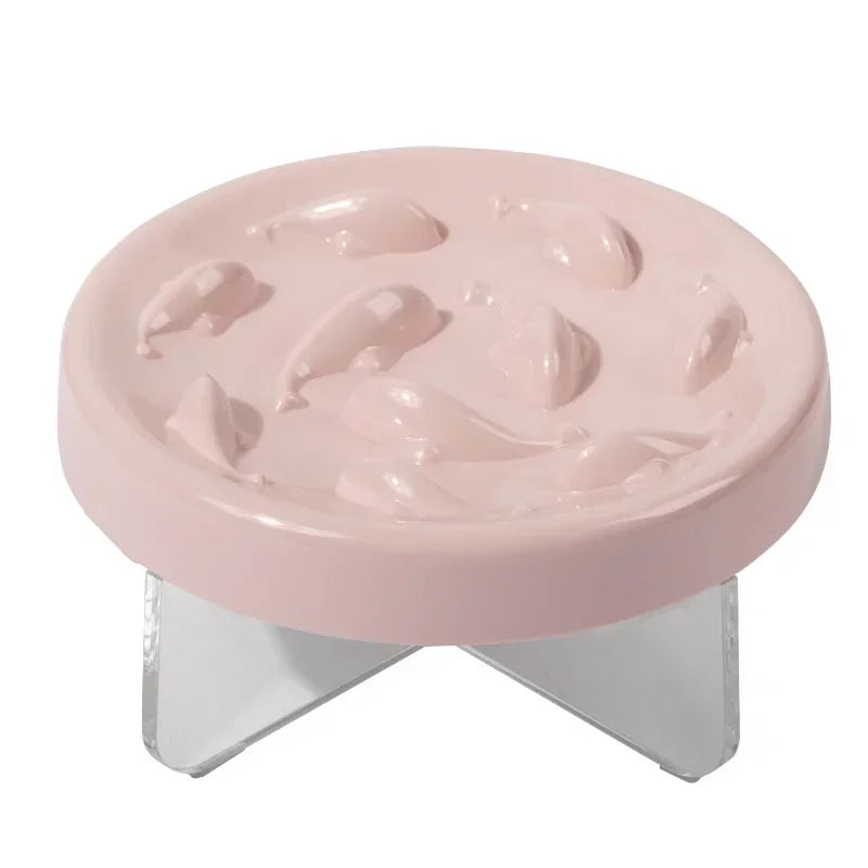 Pet Cat Bowl Raised Anti-choke Food Plate Pet Slow Food Bowl