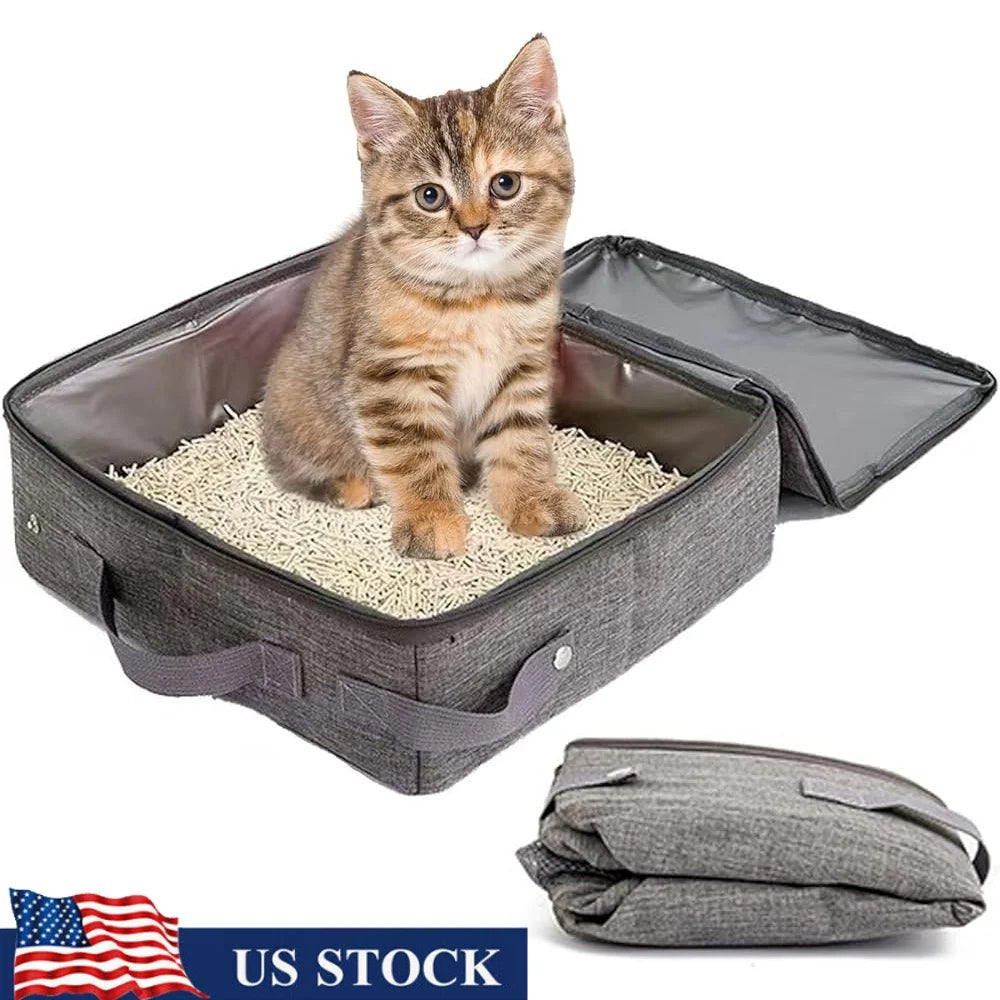Lightweight Travel Litter Box Cats Foldable Design Easy Storage Leak Proof
