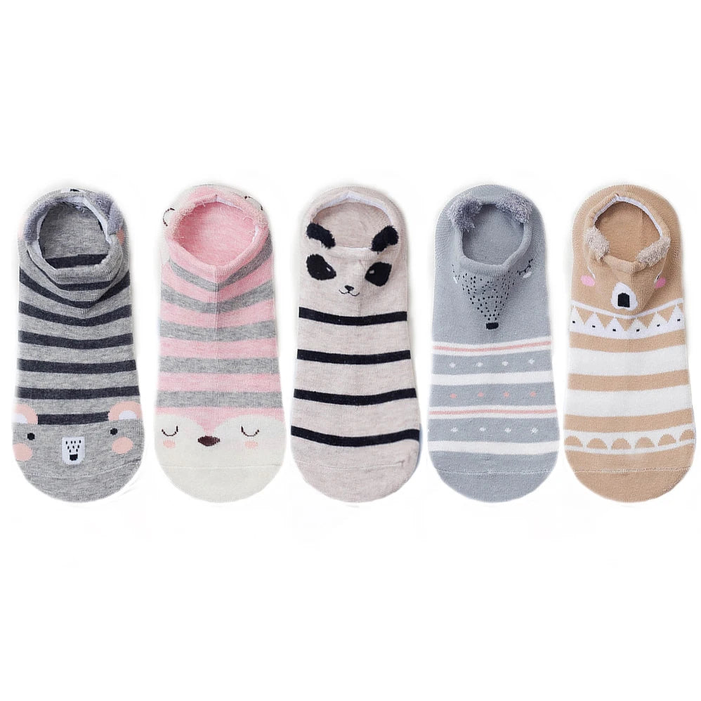 5 pairs women cotton socks stereoscopic