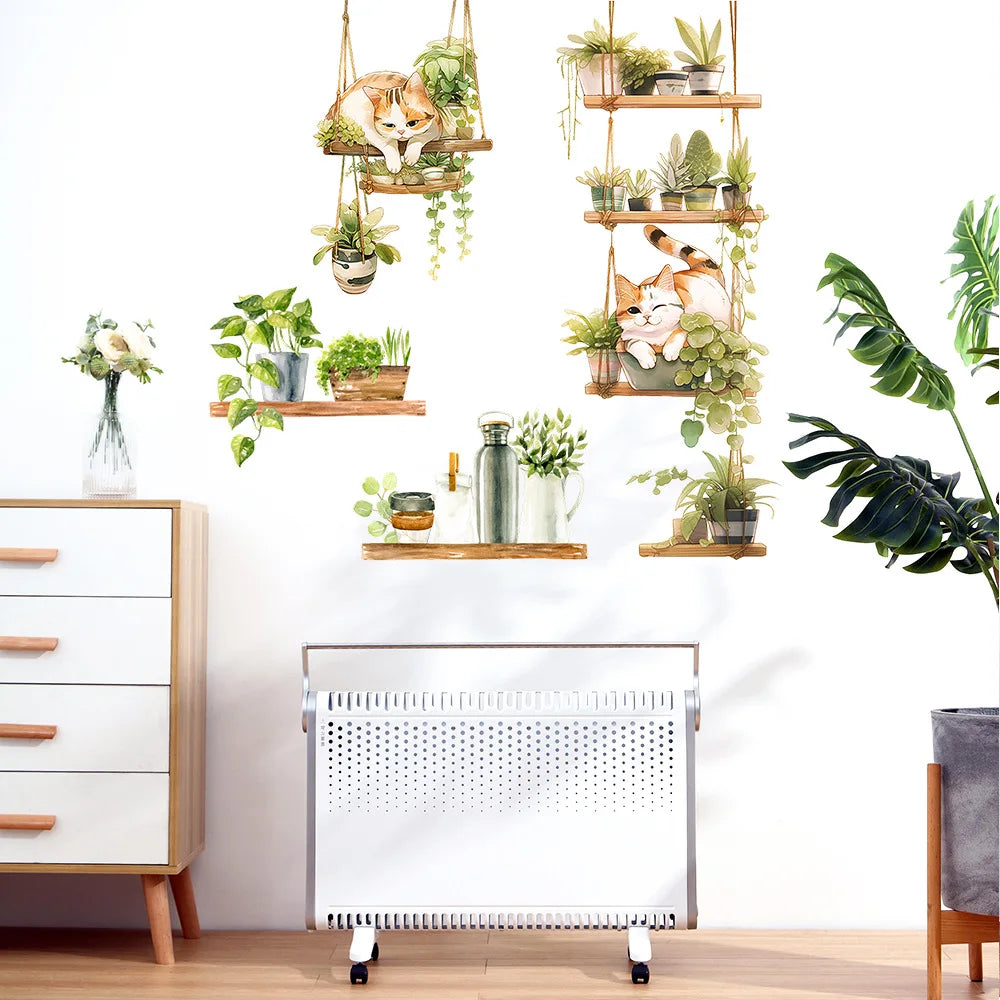 1pcs Painted Cat Green Plant Pot Home