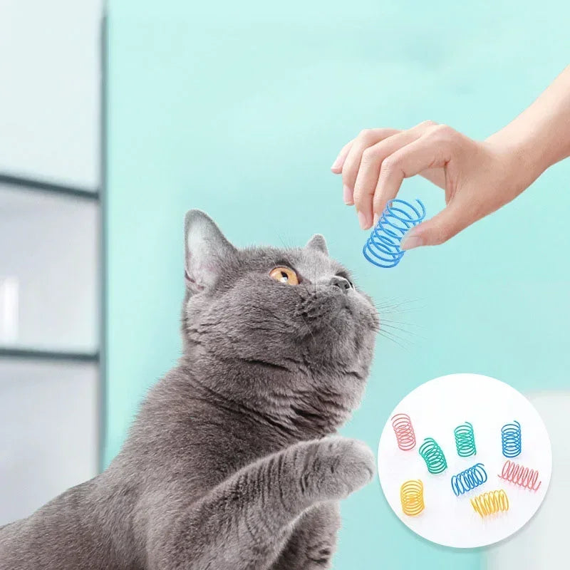 20pcs Cat Spring Toys Plastic Colorful Coil