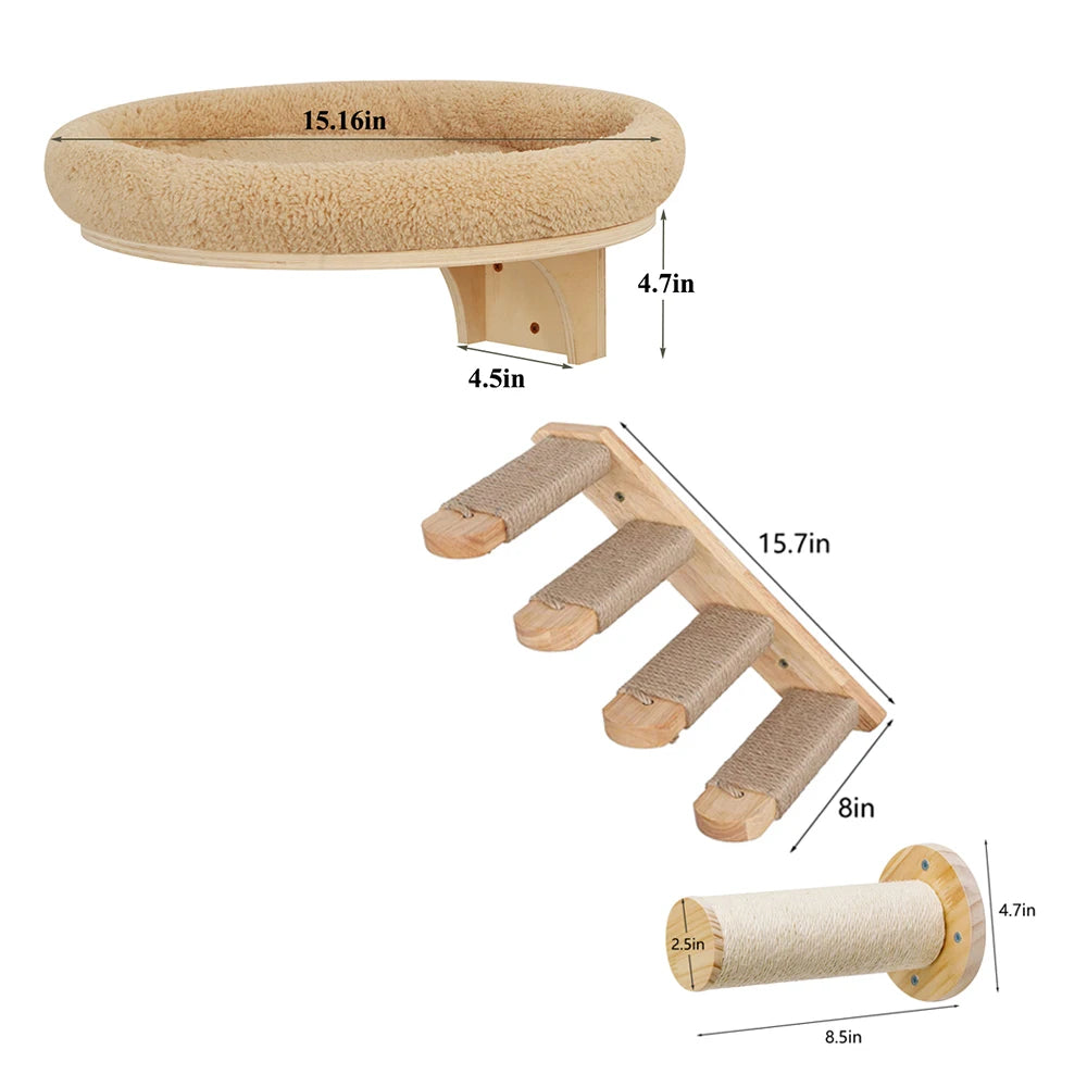 Cat Wall Mounted Solid Wooden Furniture