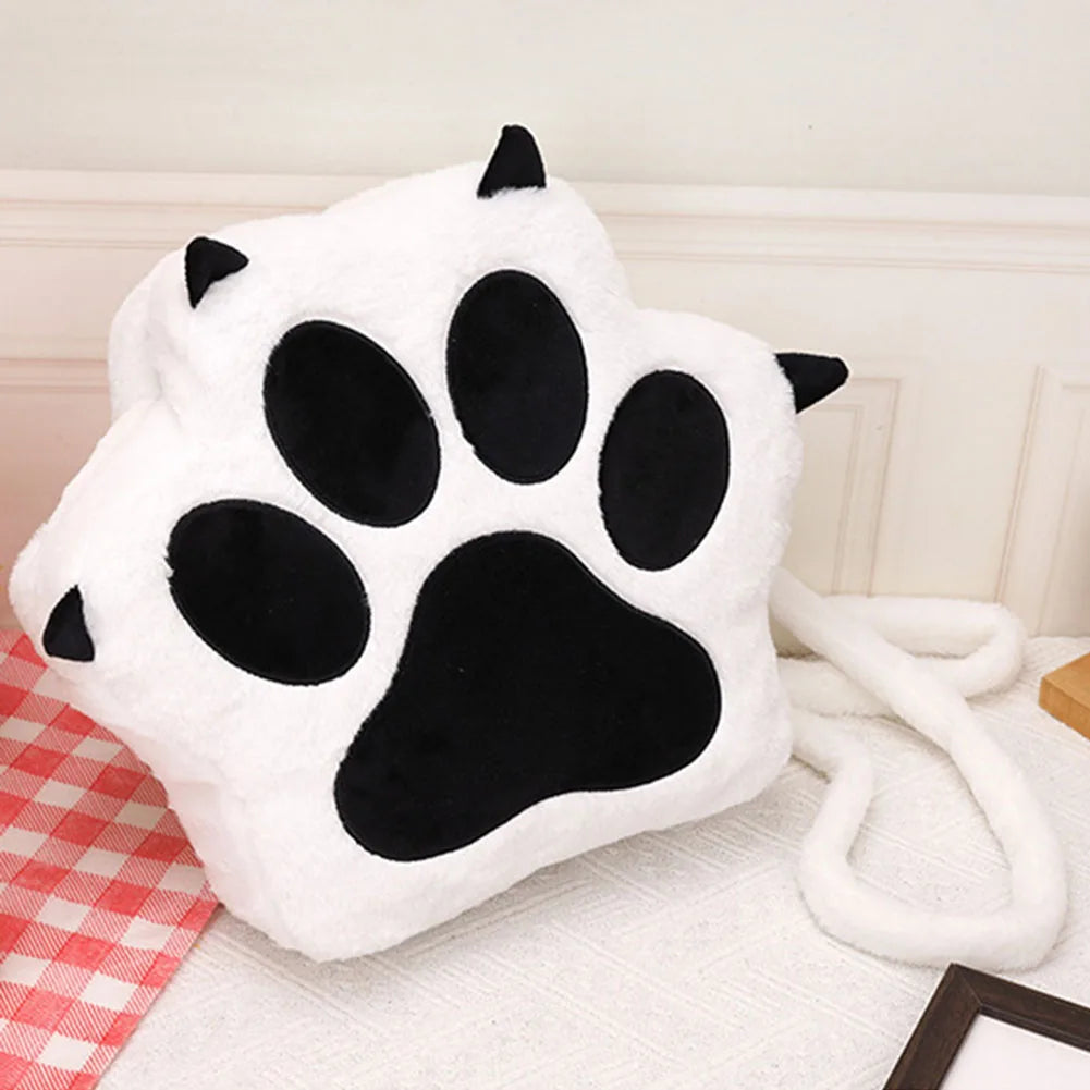 Cute Cat Paw Plush Backpack with Adjustable Straps
