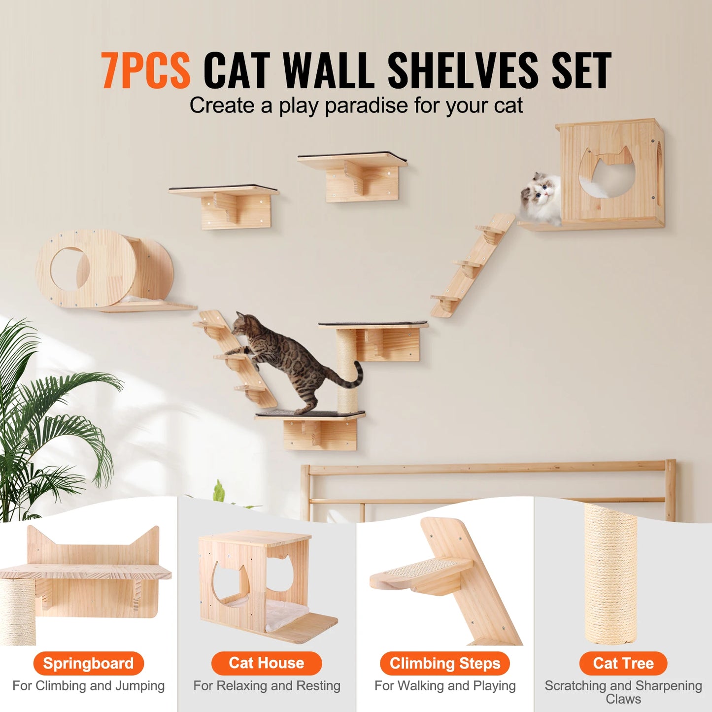 SucceBuy Wall Mounted Cat Shelves
